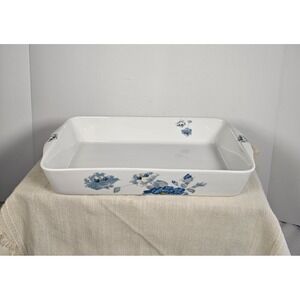 Darbie Angell Rose Denim Porcelain Rectangle Baking Dish